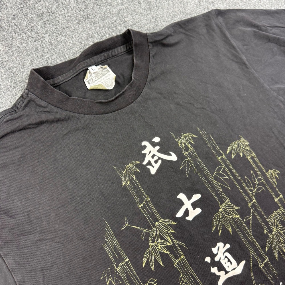 Kimono Japan Samurai Spirits T Shirt Large Black Graphic Bushido Kanji Mens